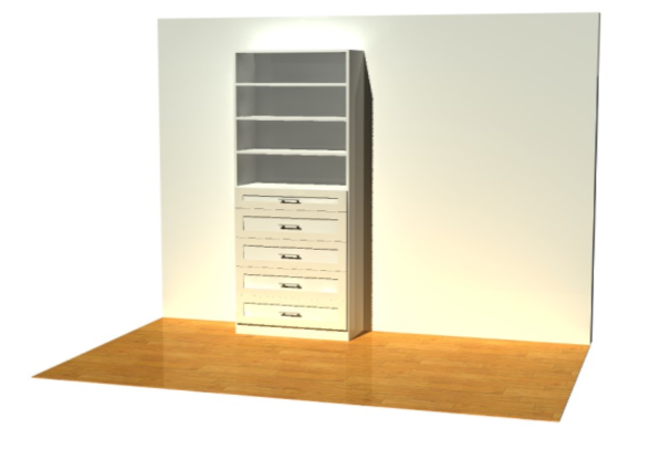 Shelves above Drawers